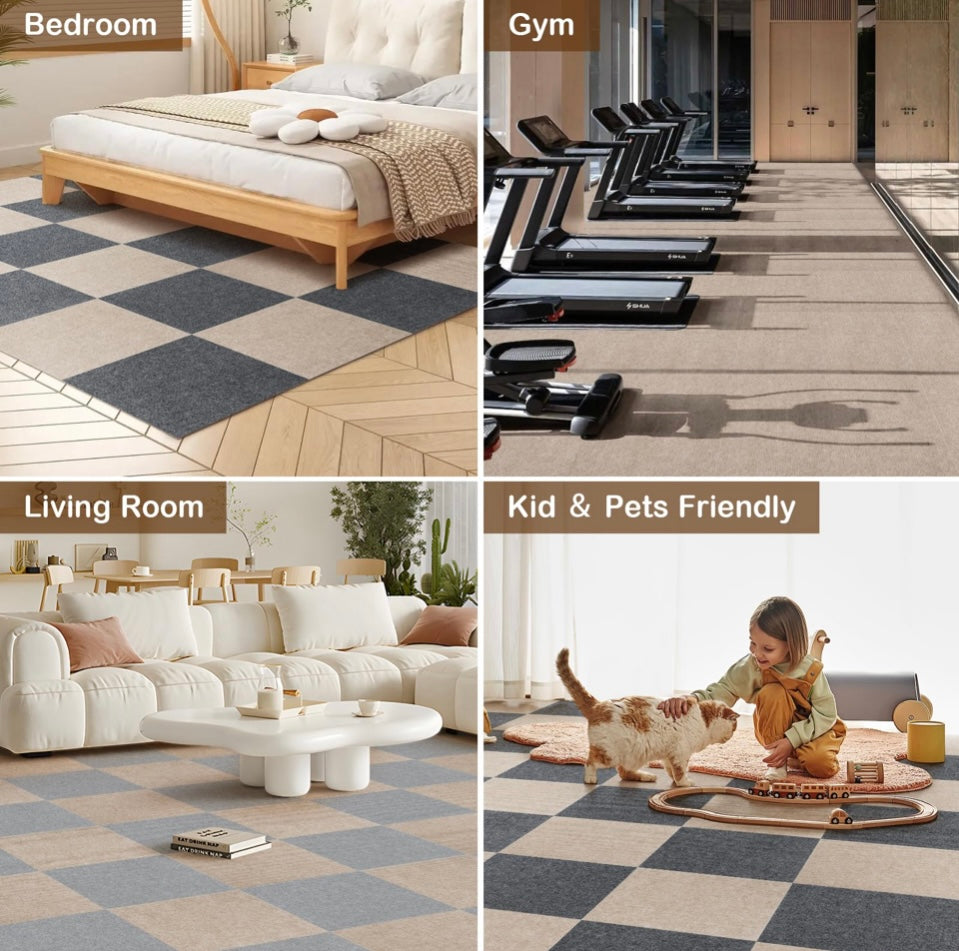 Modular Carpet Tiles 30x30cm | Anti-Slip Backing | Mix & Match Colours